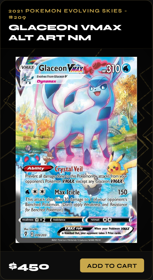 Glaceon Vmax Alt Art NM