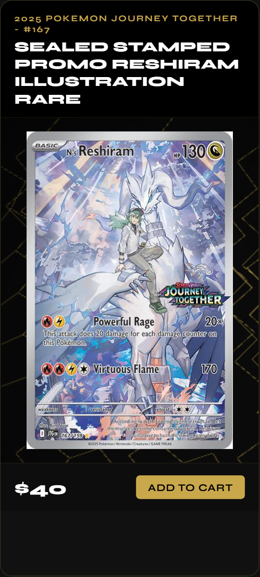 Sealed Stamped Promo Reshiram Illustration Rare