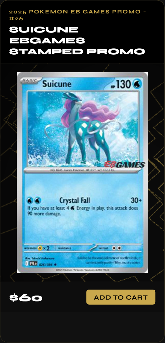 Suicune Eb Games Stamped Promo Sealed